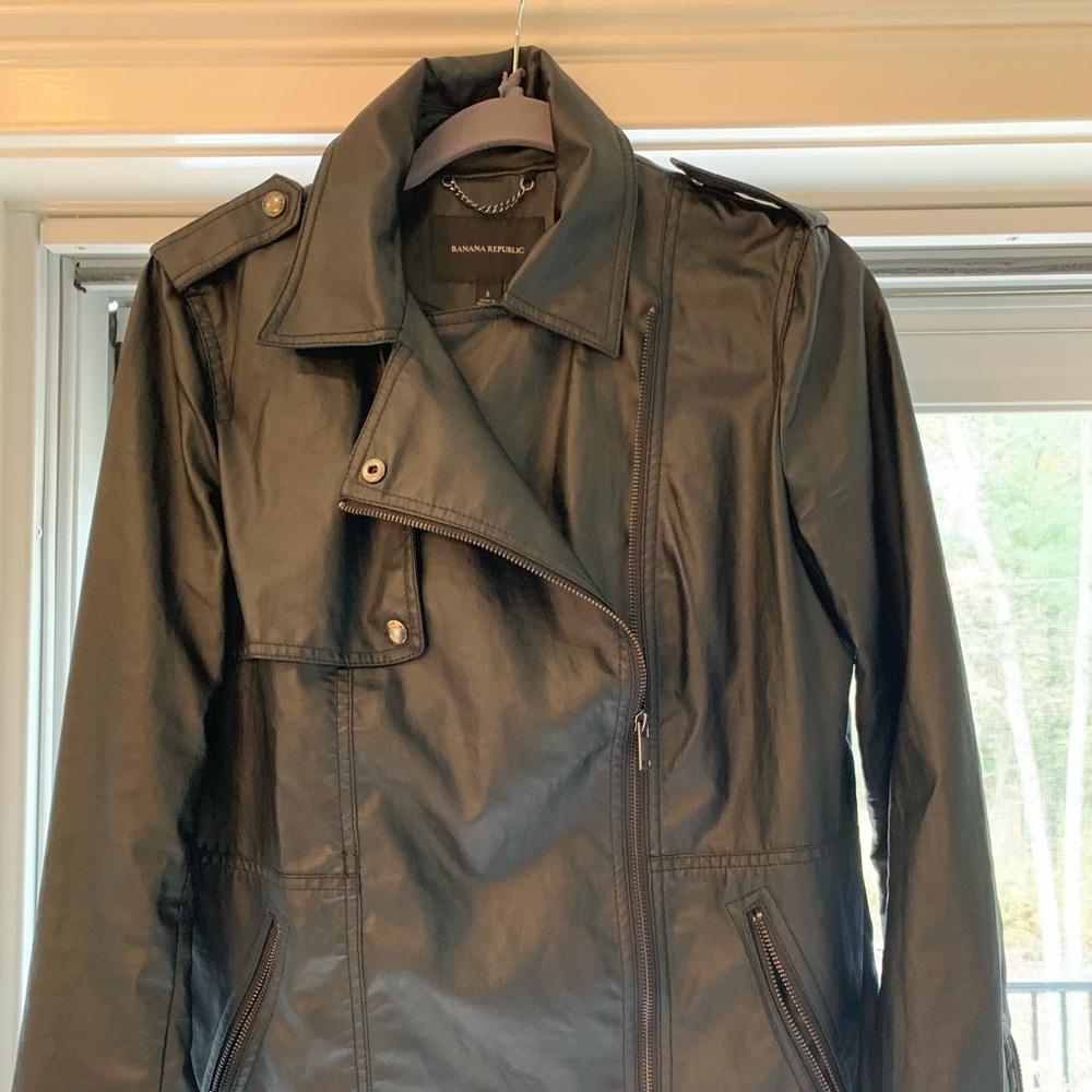 Banana Republic waxed linen Moto jacket